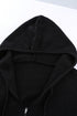 Zipper V-Neck Dropped Sleeve Hooded Solid Sweater